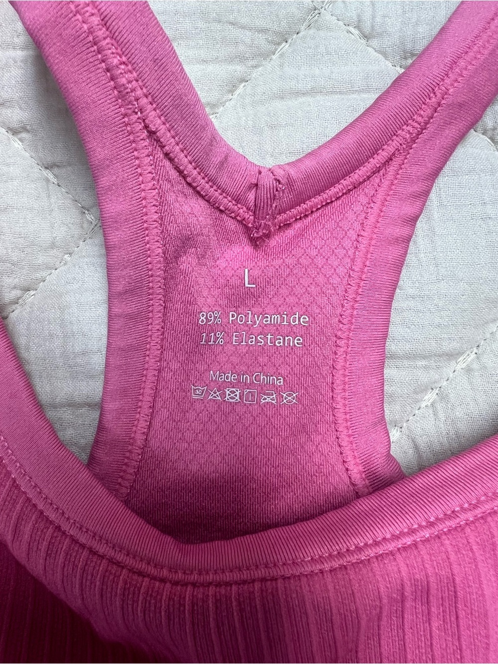 Ribbed Racerback Sports Tank - Pink - Picture 2 of 3